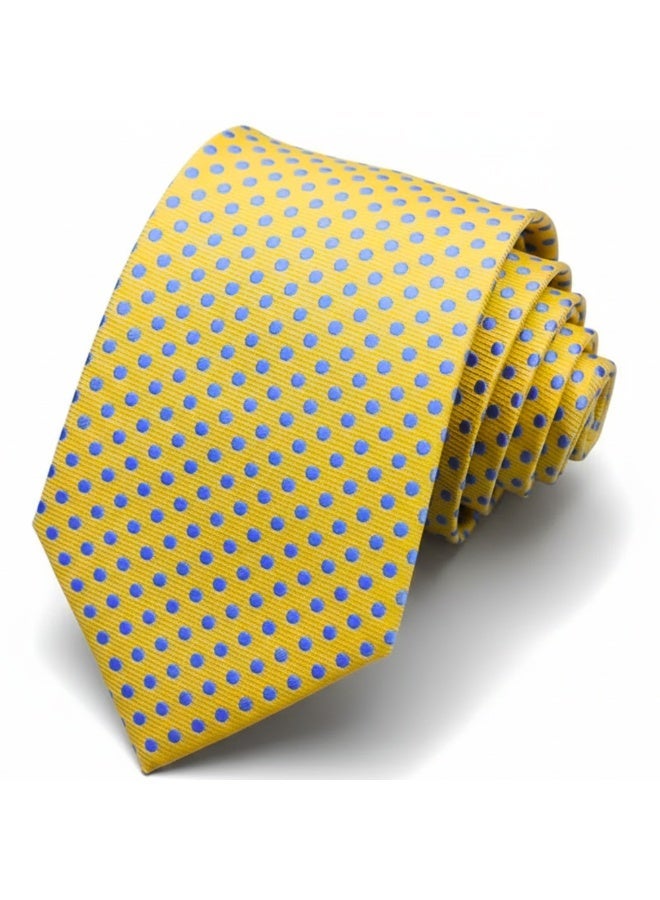 Zoferno Classico Men's Polka Dotted Tie – Formal Silky Finish Necktie (Yellow) - Image 1